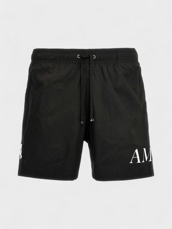 Amiri Double Logo Swim Trunk Black