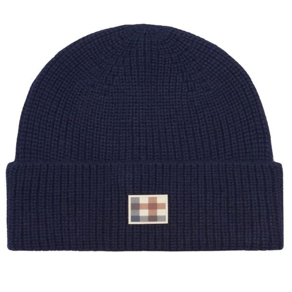 Aquascutum Active Active Label Beanie Navy Navy Blue Beanie Hat One Size