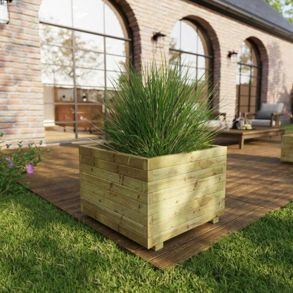 Cerland Baroque Square Planter 30cm x 30cm 11L Traditional Wooden Garden Planter