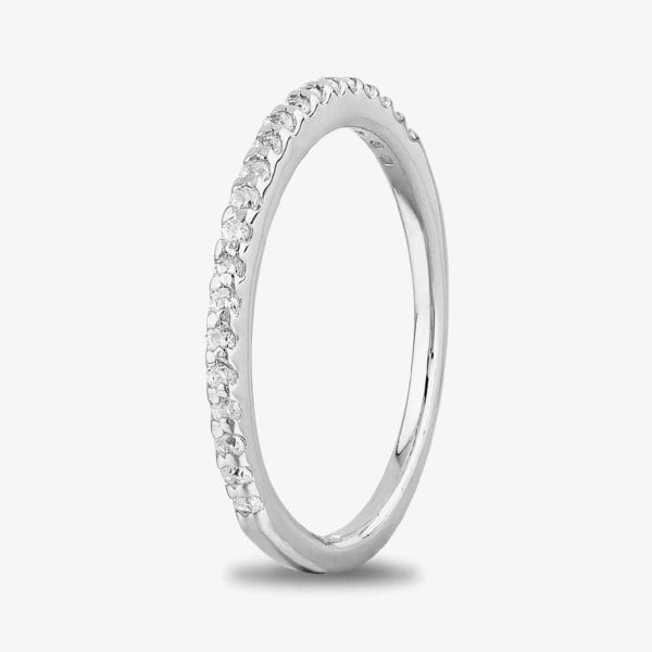 Starbright Silver Cubic Zirconia Claw Set Narrow Half Eternity Ring R6843 3A