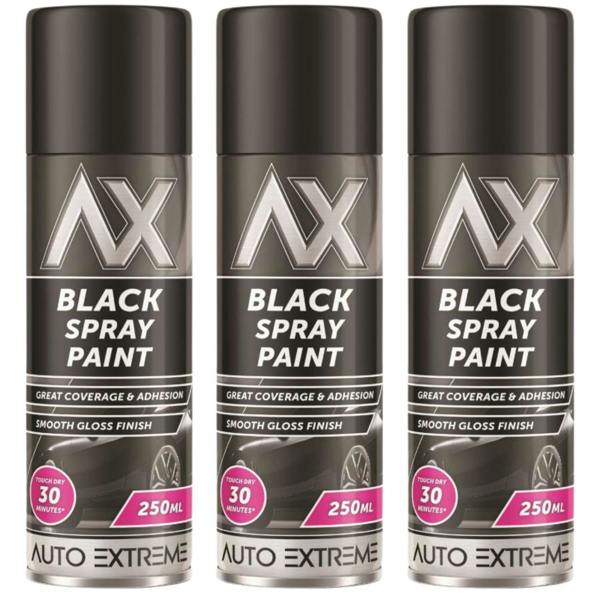 Auto Extreme 3X Auto Extreme Black Gloss Spray Paint 250ml