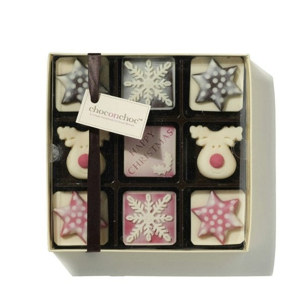 CHOC ON CHOC Chocolate Snowflakes And Reindeer Box