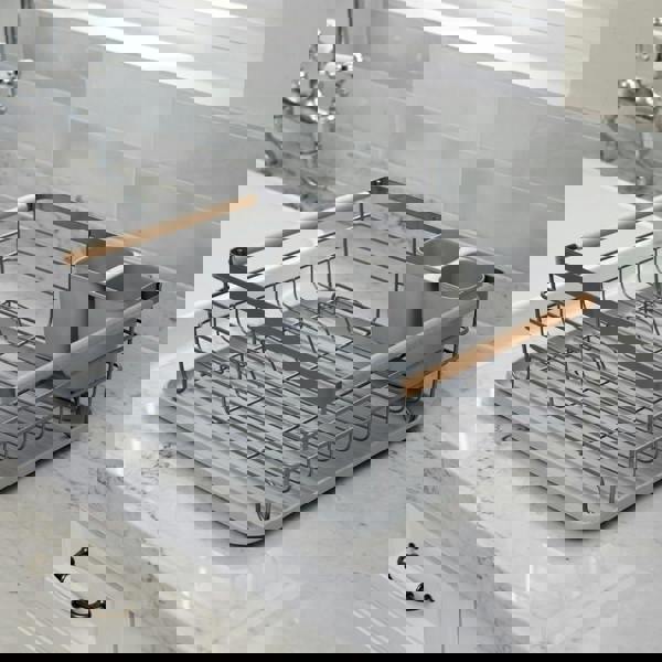 Living and Home Kitchen Metal Dish Drainer Rack Organizer Sink with Removable Drip Tray