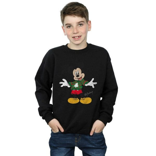 Disney Boys Mickey Mouse Christmas Jumper Sweatshirt - Black