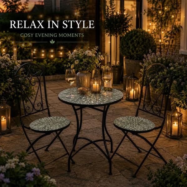 60cm Leaf Mosaic Bistro Set image 8