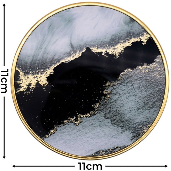 Maison des Cadeaux Round Black Abstract Tray & Coaster Set