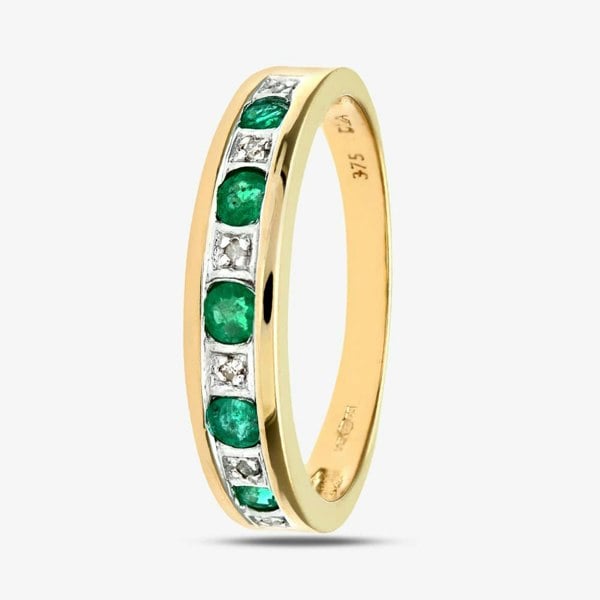T. H. Baker 9ct Yellow Gold Emerald Half Eternity Ring PR03027Y EM