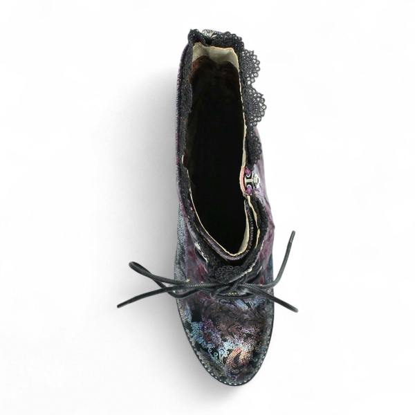 Laura Vita Alcbane 0351 Violet Floral Womens Gothic Victorian Leather Heeled High Boots