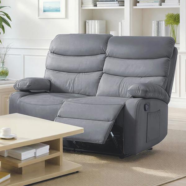 Kudlhome 2 Seater Manual Recliner Sofa, Dark Grey