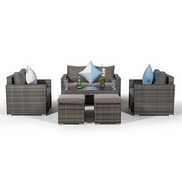 Giardino Sydney 4 Seater Rattan Sofa Set with Coffee Table and 2 Stools