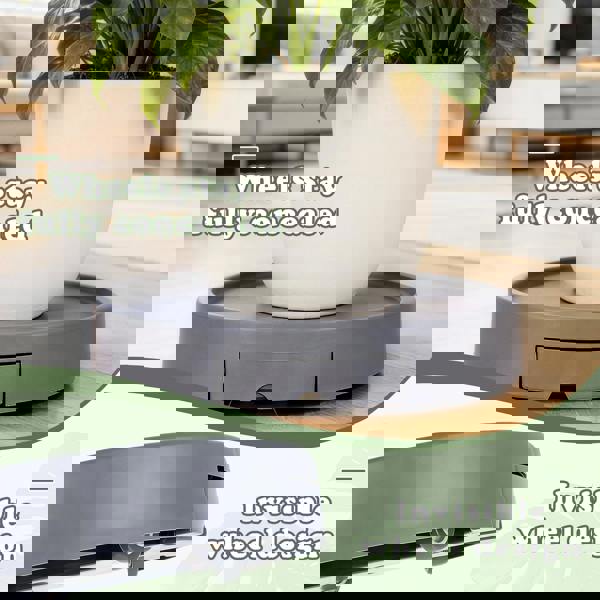 deAO Toys 2 Pack Plant Pot Mobile Mover Saucer with Hidden Wheels, Removable Drip Tray Pot Stand Plant Caddy for Indoor Outdoor Plants Grey