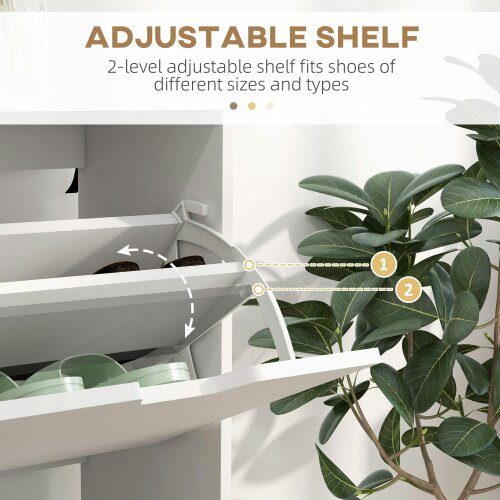 Wyld Haus Toyo Wooden White Shoe Cabinet With 4 Flip Drawers for 16 Pairs