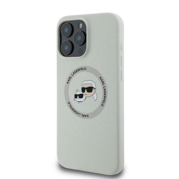 Karl Lagerfeld Liquid Silicone Karl & Choupette Head Case with MagSafe for iPhone 16 Pro Max 6.9" Beige - KLHMP16XSKCHTCE