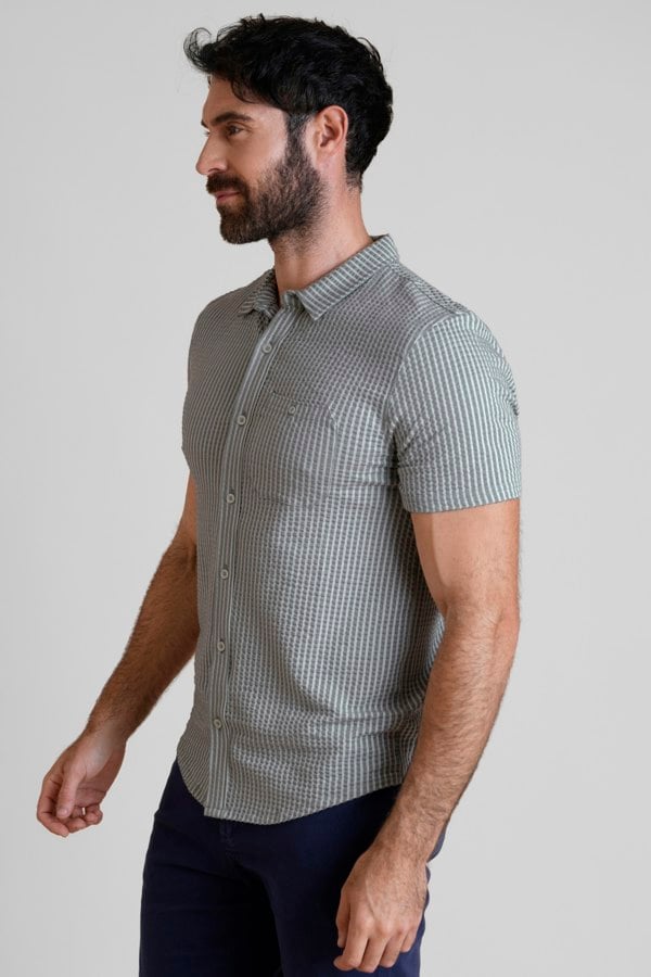 ENORSIA Jersey Searsucker Stripe Short Sleeve Shirt