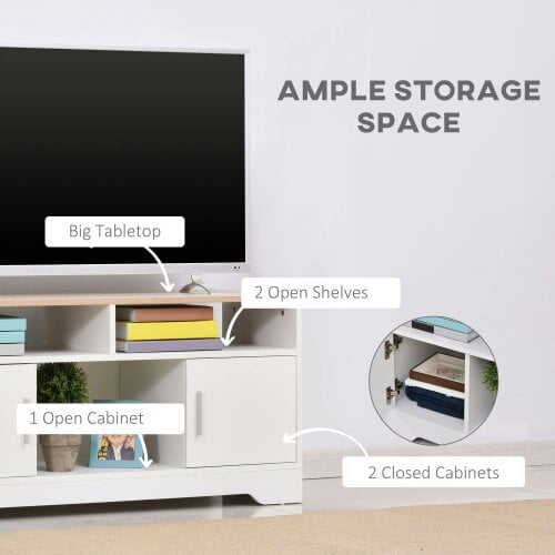 Wyld Haus Tadori 105cm Vile Wooden White Modern TV Console 2 Doors and Open Shelves