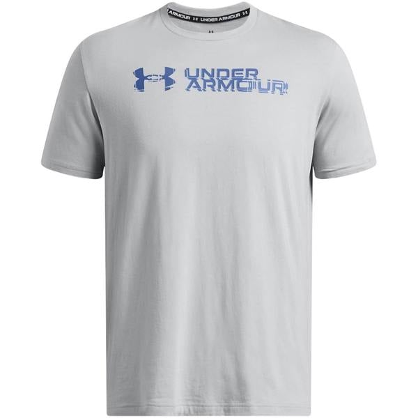 Under Armour Mens Sliced Chest Logo Regular T-Shirt - Light Grey - 