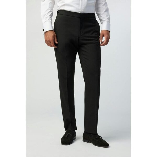 Limehaus Tailored Fit Black Stretch Tuxedo Trousers