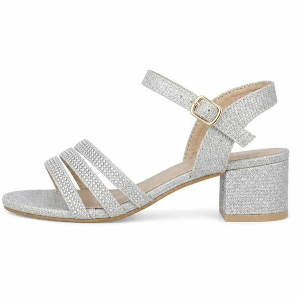 Spot On Girls Spot On Low Heel 3 Strap Diamante Mule H1124