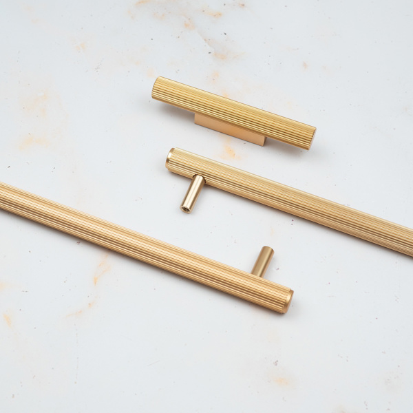 Handle & Home Gold Brass Reeded Handles