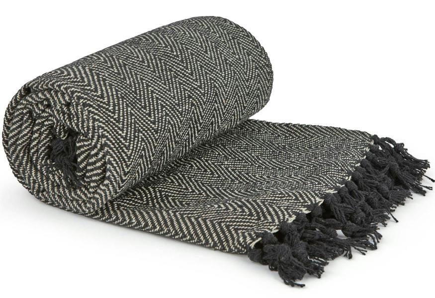 Herringbone Throw 50x60" Black - SG - DUE 29/04