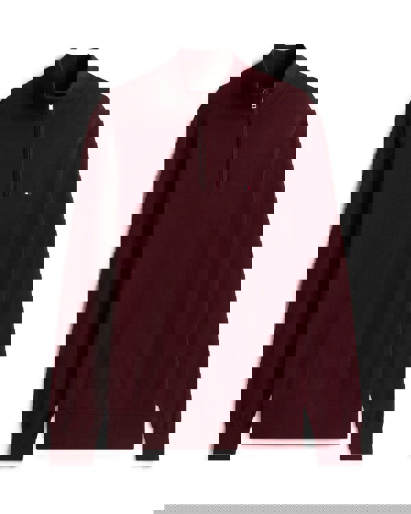 Tommy Hilfiger Essential Cotton 1/4 Zip Mock Mens Sweatshirt - Deep Burgundy