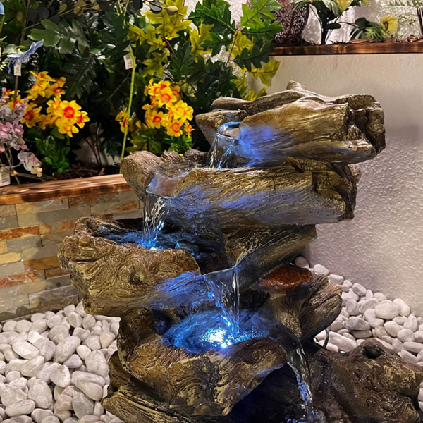 Tranquillity Water Features 5 Tier Wood Cascade Solar Water Feature