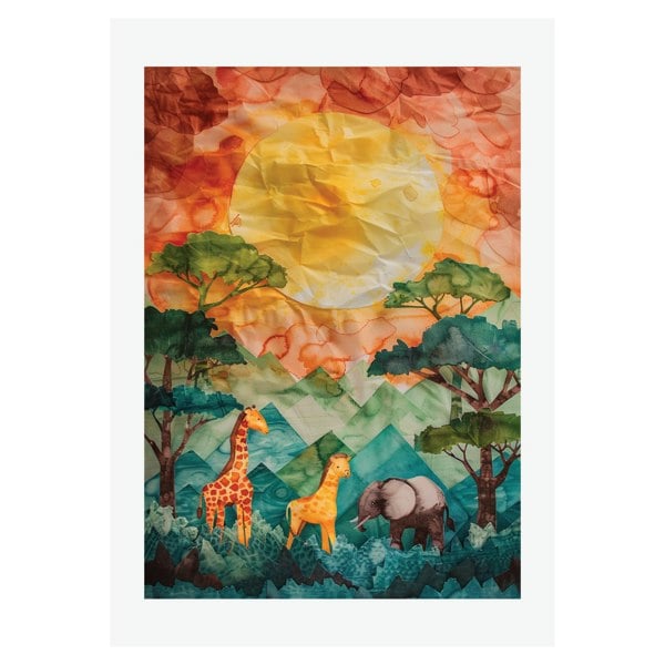 Kinder Valley Safari Collage Poster Print