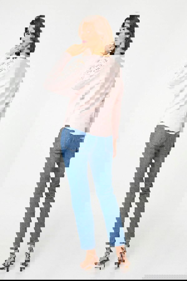 Pink | Sparkly Lace Embellished Relaxed Jumper
