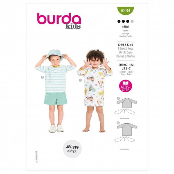Burda Sewing Pattern 9284 Tops and Dresses For Kids, 92 to 122 - Easy