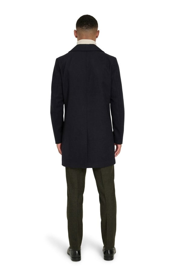 Harry Brown London Josh Wool Melton Overcoat - Navy