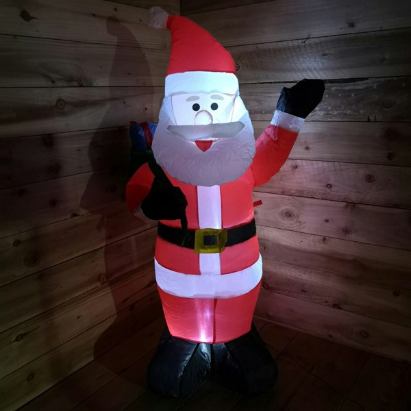 Samuel Alexander 130cm (4ft) Inflatable LED Outdoor Christmas Standing Santa with Gift in Sack