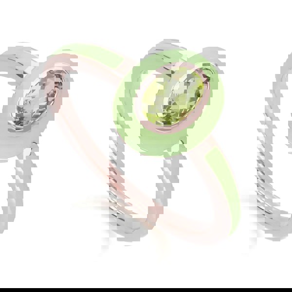 Gemondo Siberian Waltz Green Enamel & Oval Peridot Ring in Rose Gold Plated Sterling Silver