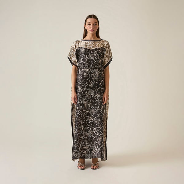 Floral paisley maxi kaftan with relaxed fit
