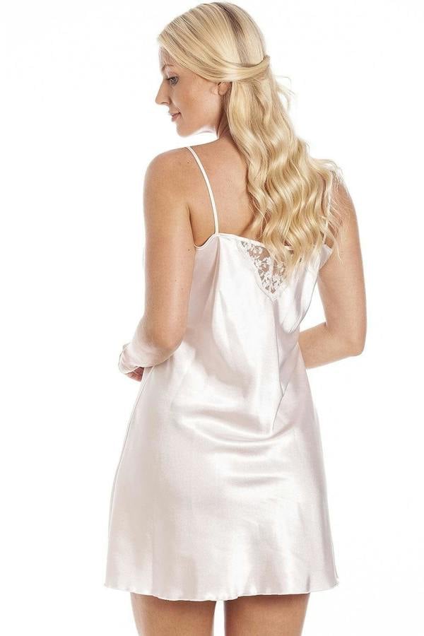 Womens Short Thin Strap Satin Chemise 