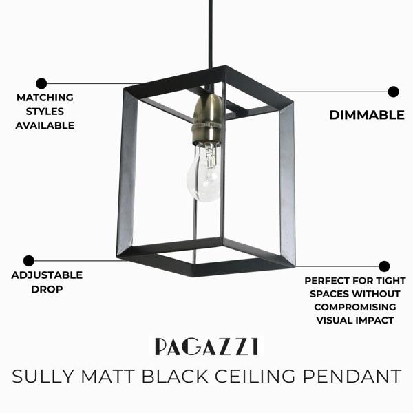 Pagazzi Lighting Sully Matt Black Ceiling Pendant