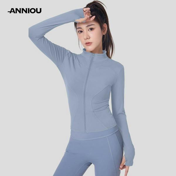 Anniou Slim Fit UPF 50+ Sports Jacket - grey blue