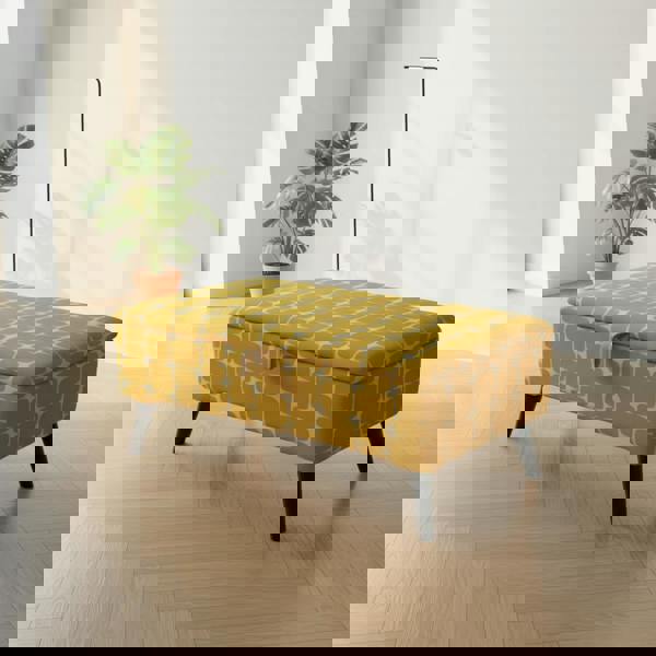 Modern ottoman bench with storage used as seating and footrest