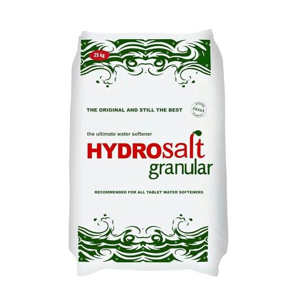 Bag of HYDROSALT granular on a white background