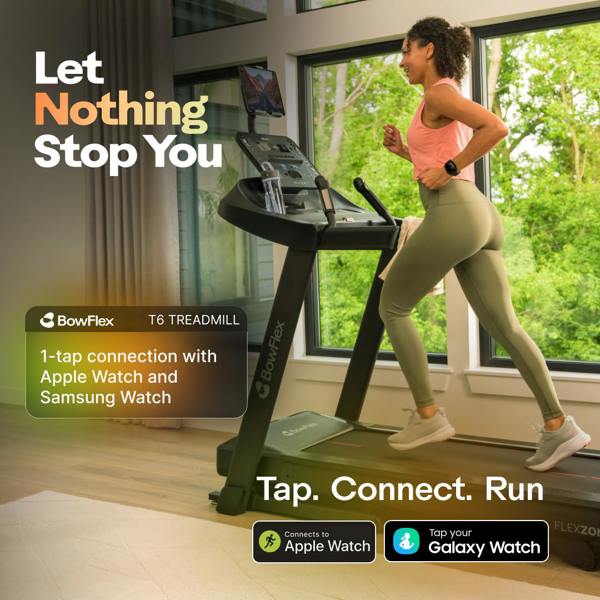 BowFlex T6 Folding Treadmill – Smart Connected Running Machine with 20 km/h Speed, 15% Incline, Bluetooth & Fitness App Compatibility - uk.johnsonfitness.com