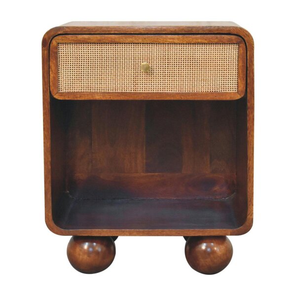 Wyld Haus Como Chestnut Open Woven Bedside Table with Drawer