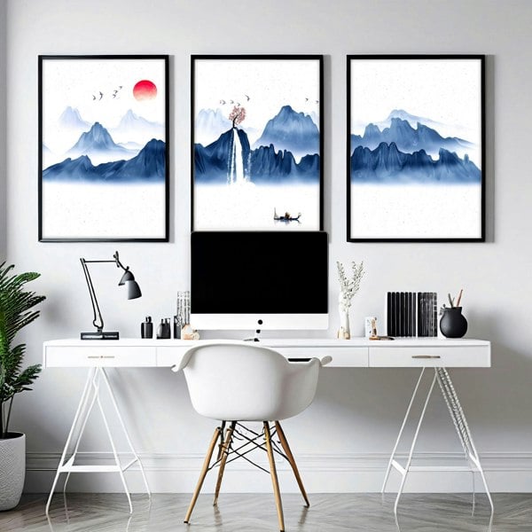 Office wall pictures | set of 3 framed wall art