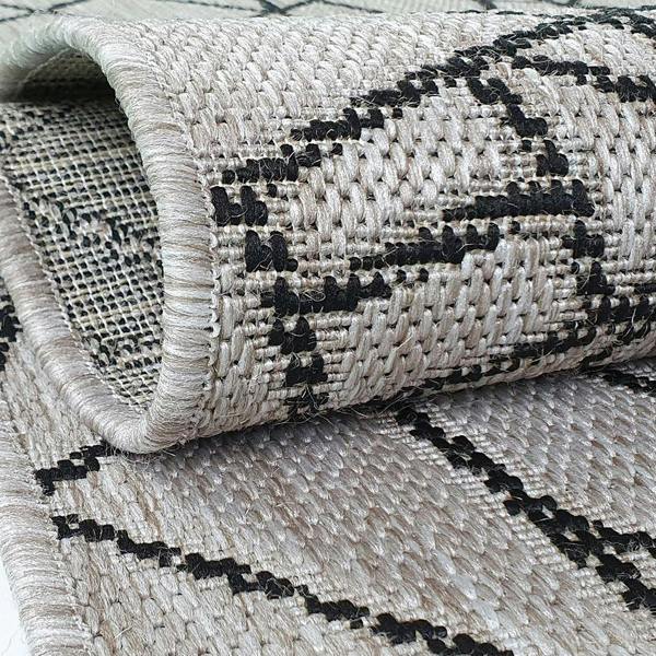 Grey Kitchen Rug Flat Weave Small Large Runner Geometric Patterned Flat Pile Mat