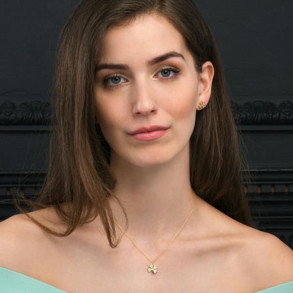 namana Gold Plated 925 Sterling Silver 4 Leaf Clover Pendant Necklace for Women