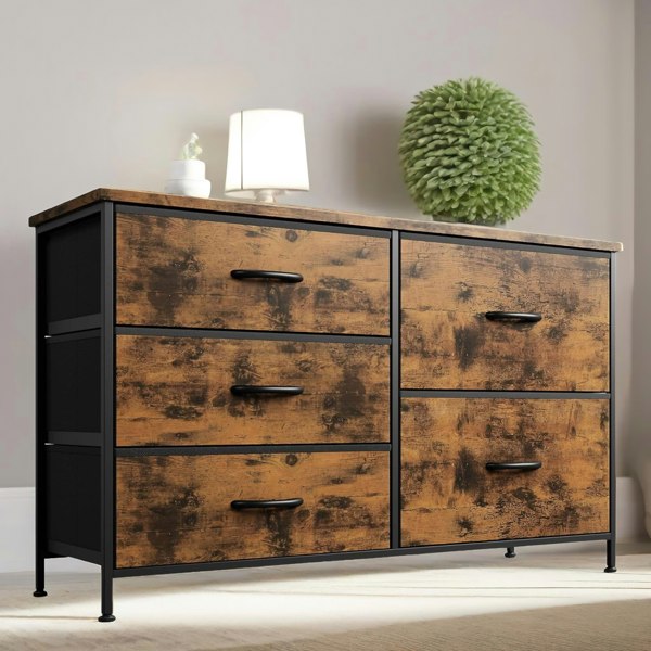 Rafaelo Mobilia Bedroom Dresser With 5 Fabric Storage Drawers