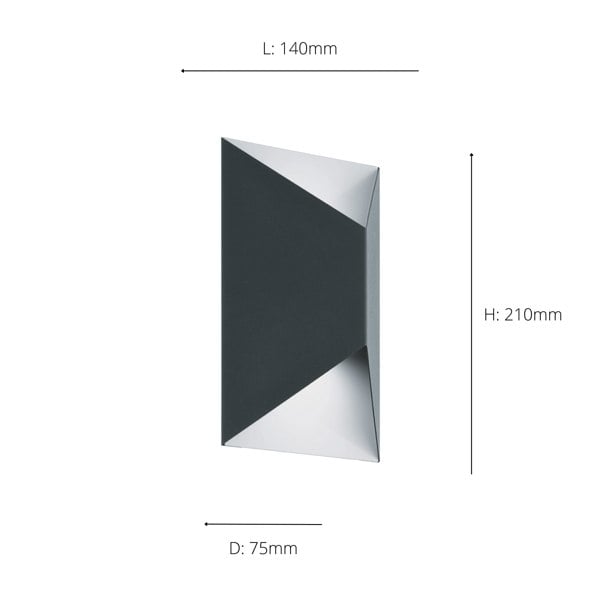 EGLO Predazzo 2-Light LED Exterior Wall Light In Anthracite And White