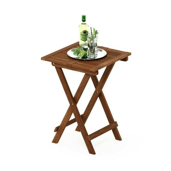 WALPLUS Tioman Hardwood Folding Table in Teak Oil, Natural | Stylish Table for Home Use with Practical and Modern Design