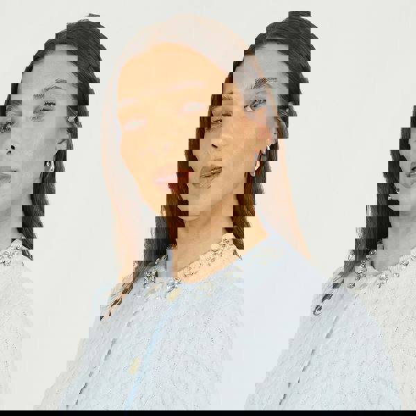 Brave Soul Blue Embellished Crew Neck Cable Knit Cardigan - Blue Image 4