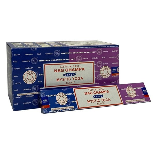 Serano Set of 12 Packets of Combo Satya Incense - Nag Champa Mystic Yoga