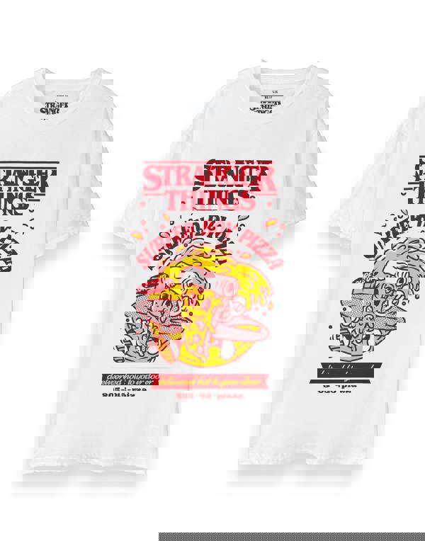 Stranger Things Unisex White Surfer Boy Pizza Short Sleeved T-Shirt