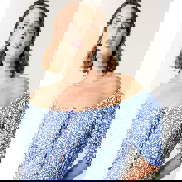 Blue Vanilla Curve Milkmaid Stretch Crepe Midi Dress